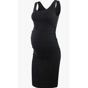 Liu & Qu Women's Maternity Sleeveless Tank Dresses Side Ruching Bodycon Dress S